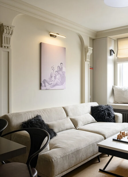 Кухня-гостинная в духе английского паба с SPC-паркетом My Step Aqua Wood