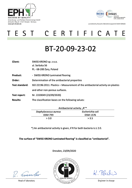 Сертификат о подтверждении антибактериальной активности